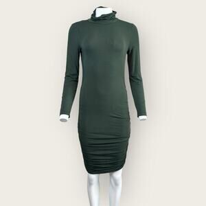 NWT | Krisa | Draped Mock Neck Long Sleeve Mini Dress | Green | Medium
